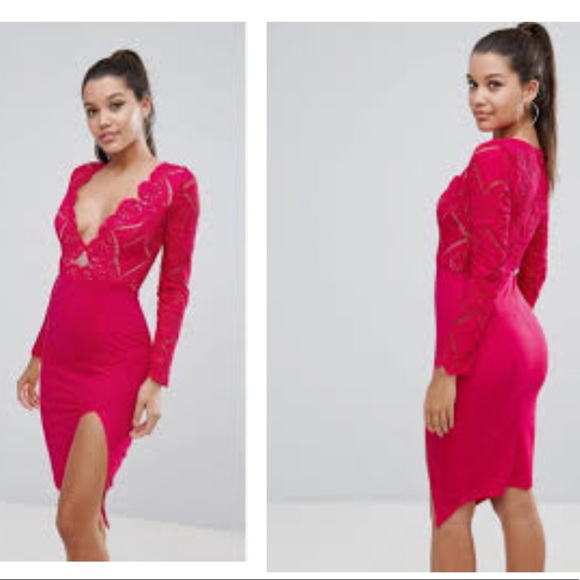Love Triangle hot pink midi dress - Picture 4 of 4